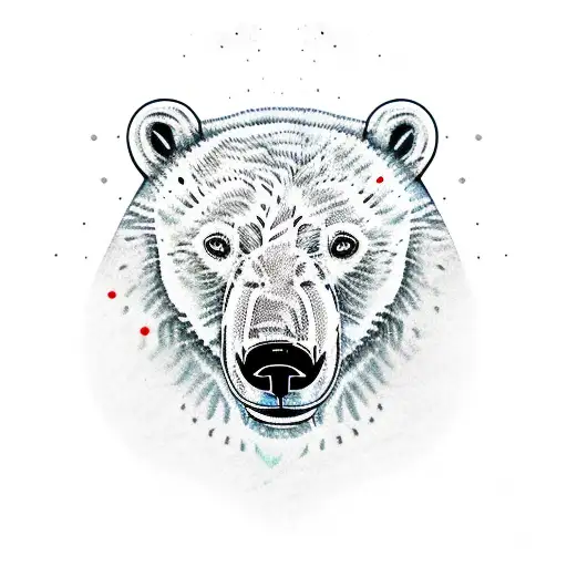 Polar Bear Head Emerging From A Large V