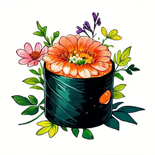Sushi Wrapped In Flowers