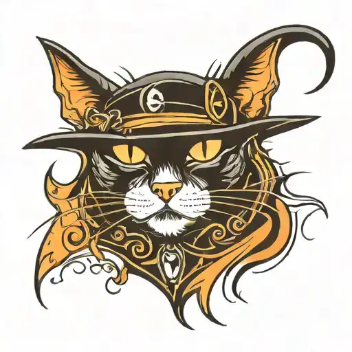 Cowboy Black Cat Face Abstract In Black