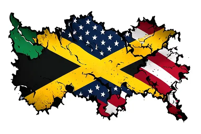 Jamaican Flag Intertwined With American Flag Dna Ripped Skin