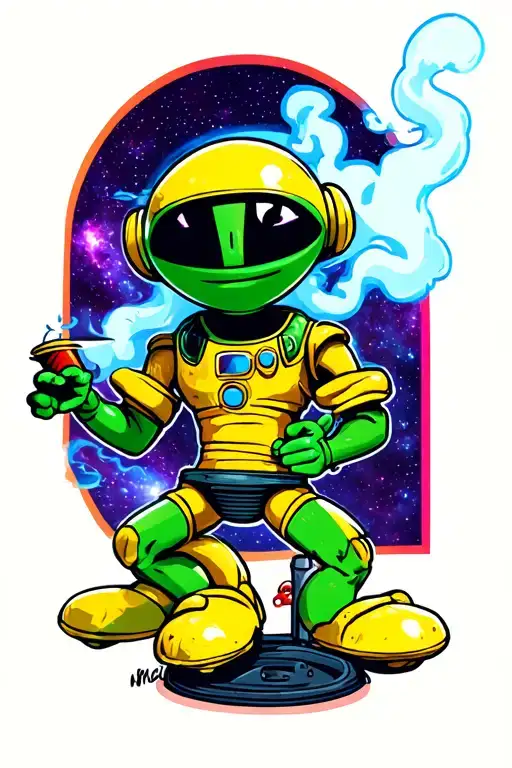 Galaxy With Marvin The Martian In Ufo Smoking A Blunt