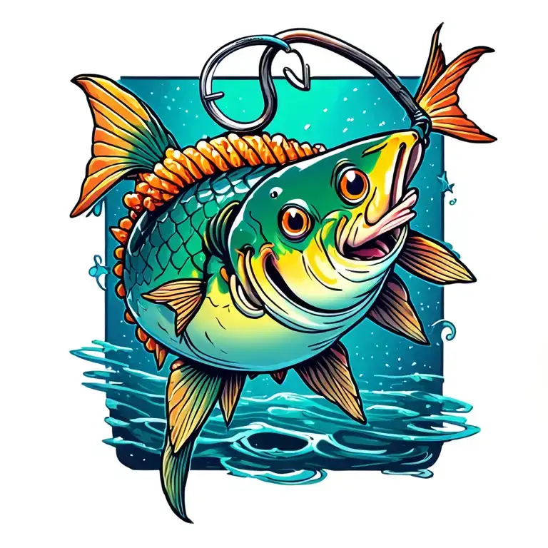 Catfish Made Of Gummy Candy On Hook