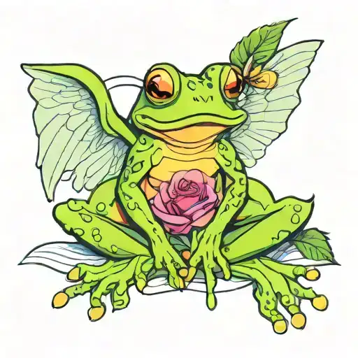 Frog Rose Angel Sitting
