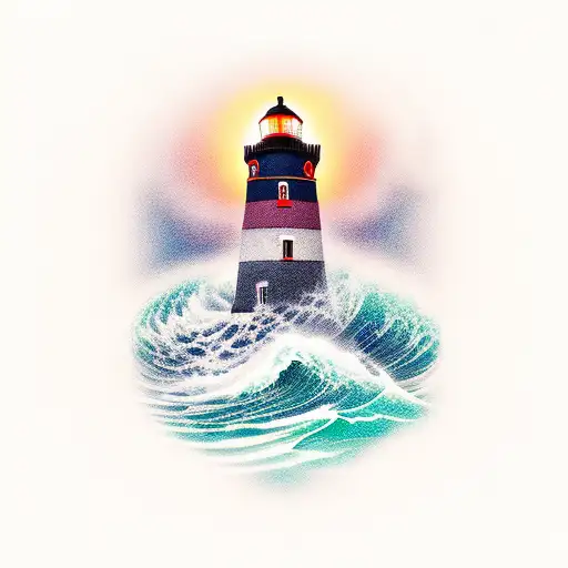 Lighthouse With Waves In Front