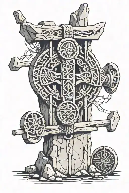 Celtic Scene With Two Ogham Stones Balanced