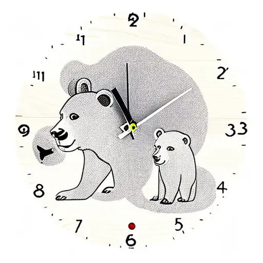 Clock With Family And Wood And Bear
