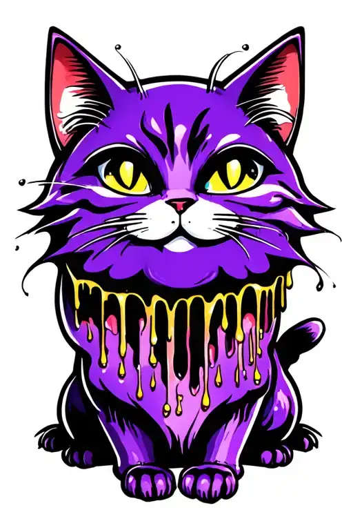 Ghost Cat With Drips Of Poison Purple
