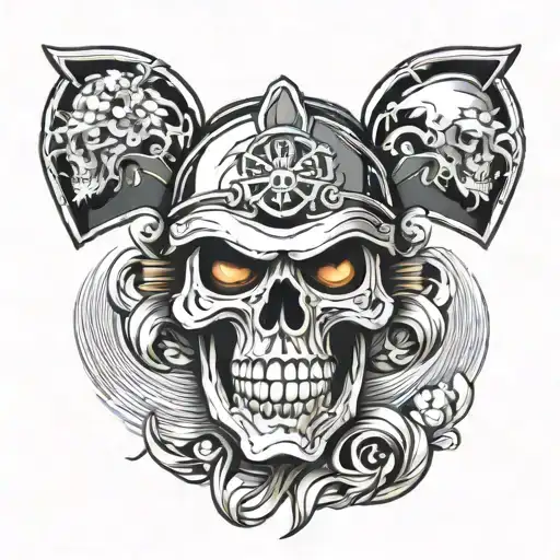 Skull In Japanese Helmet