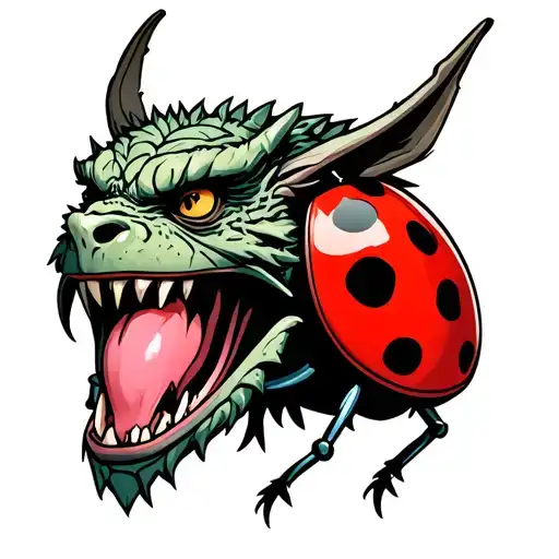 Gargoyle Head With Ladybug Body