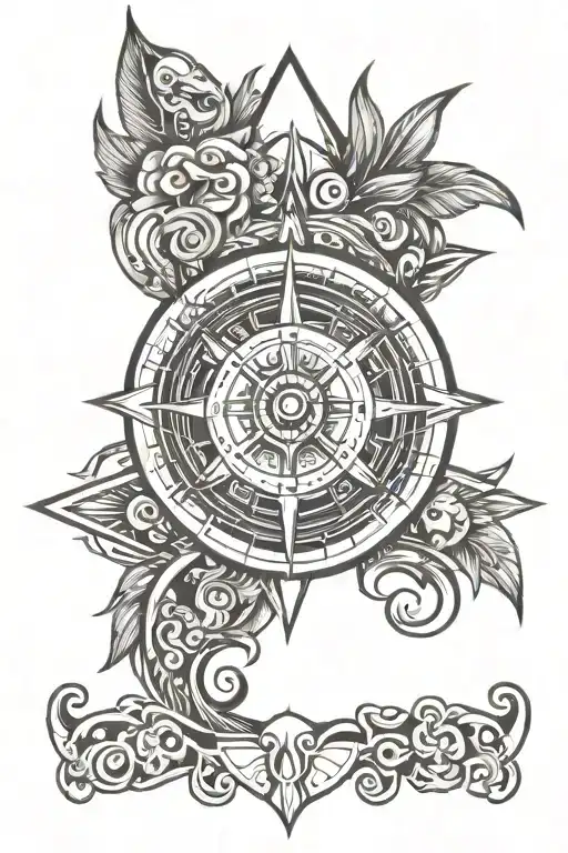 Compass With Mayan Calendar As The Face