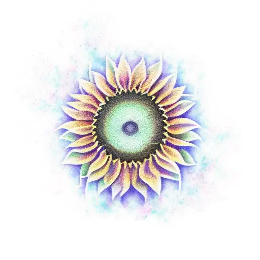 A Realistic Sunflower With Musical Notes Swirling Around It