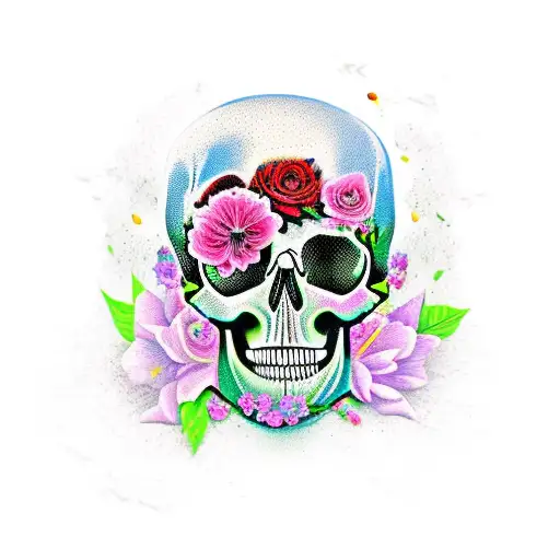 Decomposing Skull With Flowers