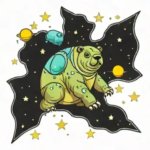 Water Bear In Space Surrounded By Planets And Stars
