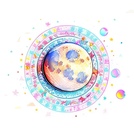 Moon And Star With Ying And Ang And Waves