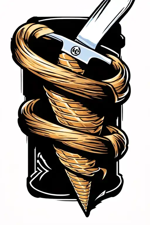 Barber Cone Intertwined With A Barber Knife