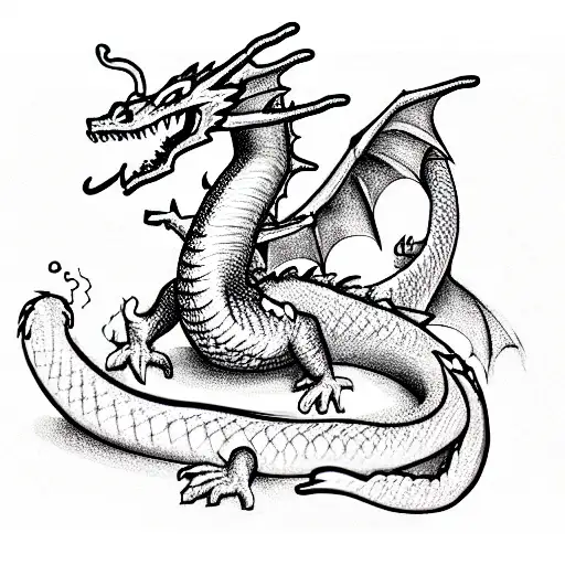 Dad Dragon With 2 Baby Dragons