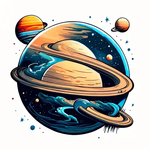 Planet Tattoo With Tiny