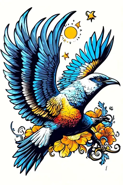 Aquarius Zodiac Sign With Bird Flying