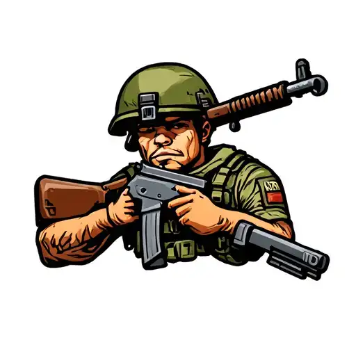 Cartoon Soldier With Ak47