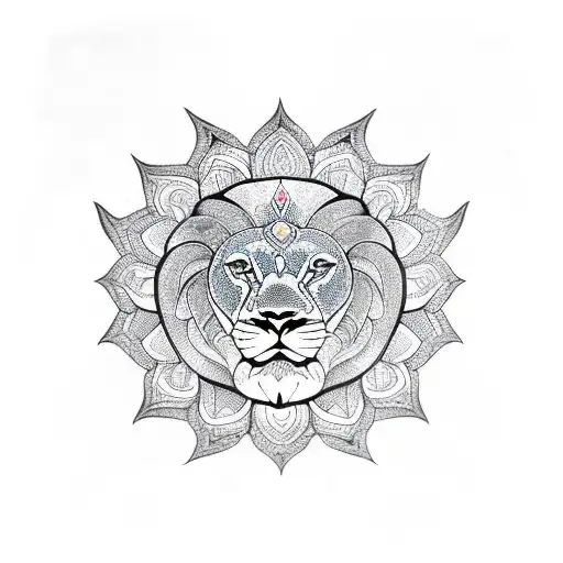 Lotus Lion Mandala Thigh