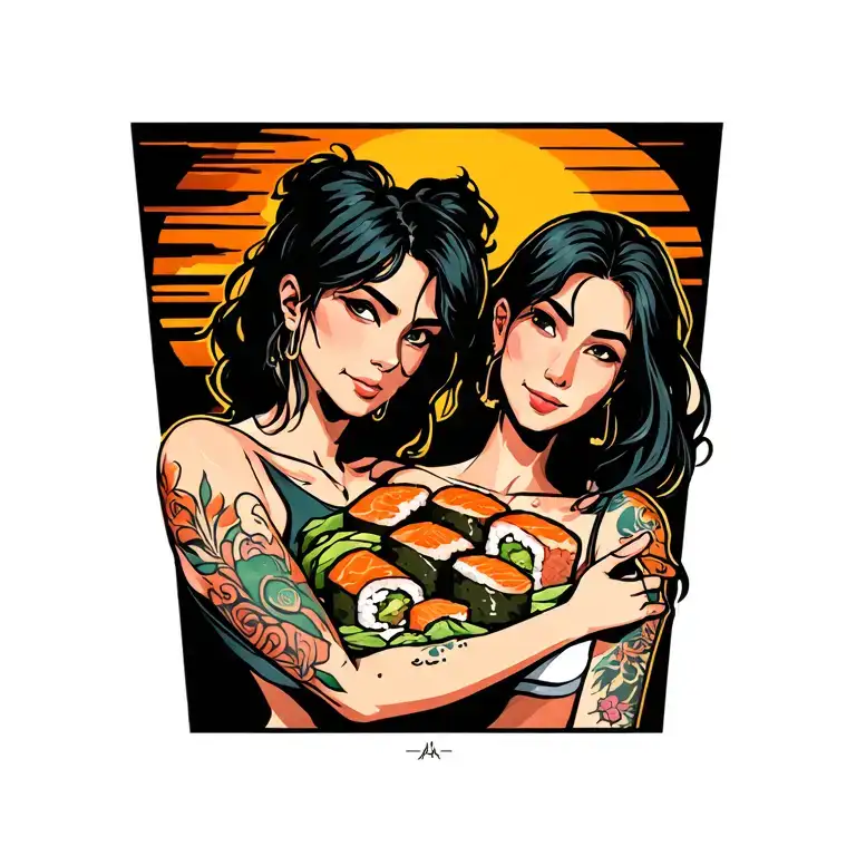 Couple Tatto About Sushi To Be Done On Arm Band