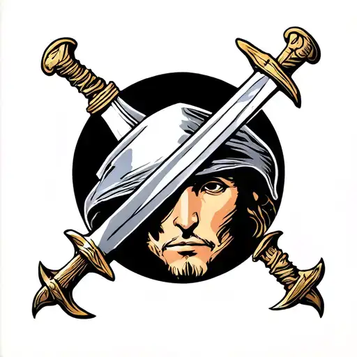 Musketeer Sword Covering Half Of The Face