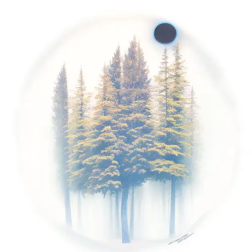 A Serene Forest Scene With A Hidden Eye Within The Trees