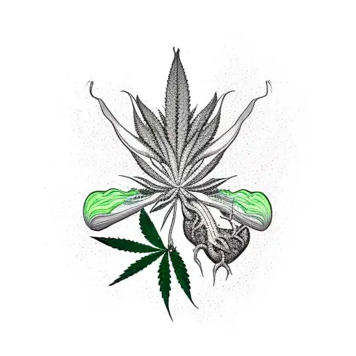 Cannabis Plant With Roots Coming Out Of A Placenta