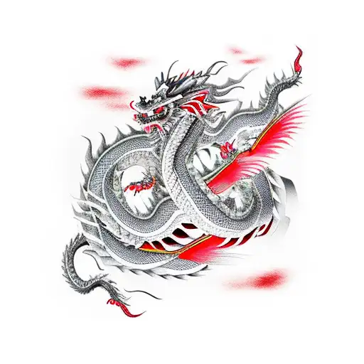 Chinese Dragon Black And Red Combination