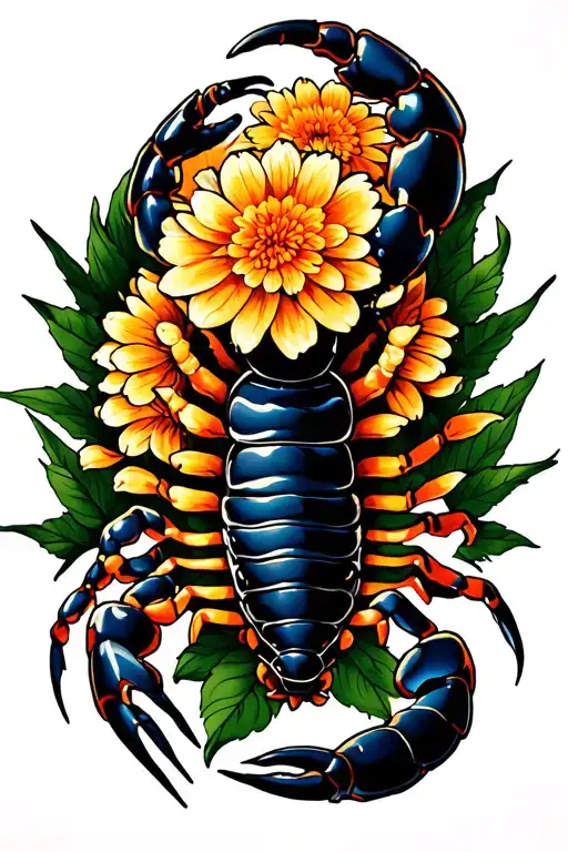 Chrysanthenum And Scorpion Surrounded