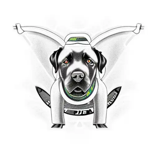 A British Black Lab Wearing A Jiu Jitsu Gi