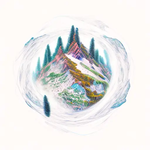 A Mountain Landscape With A Uroboros Winding Through It