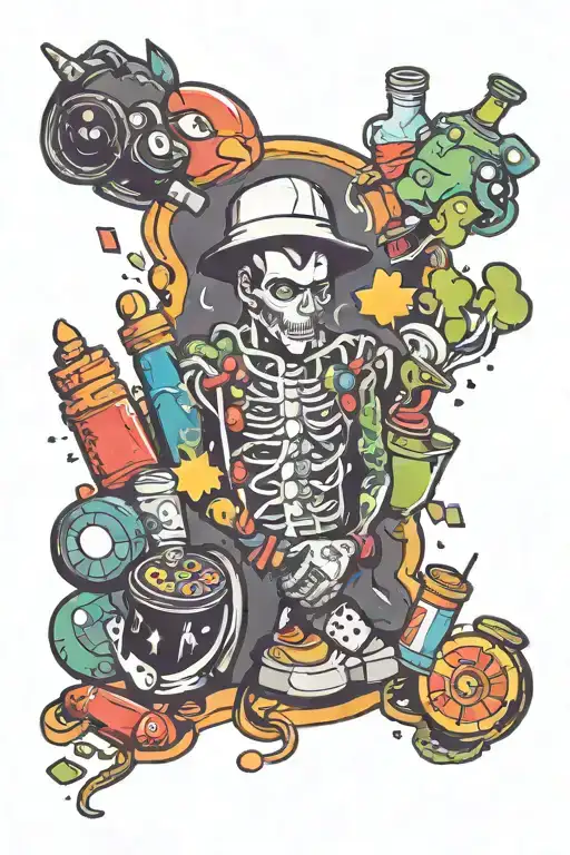 Drugs Addiction Gambling Themed Sleeve Black