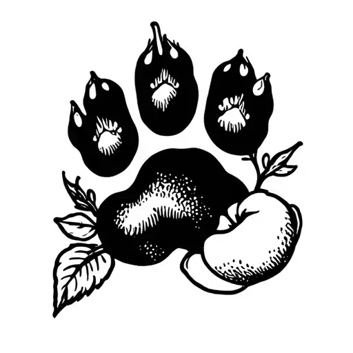 Peach Fruit And Dog Paw Print