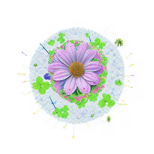 Dna Molecule With Leafs And Flowers