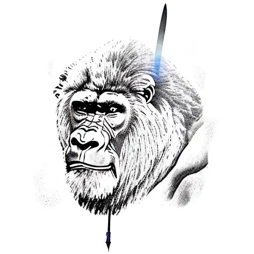 Gorilla Killing Lion With Sword