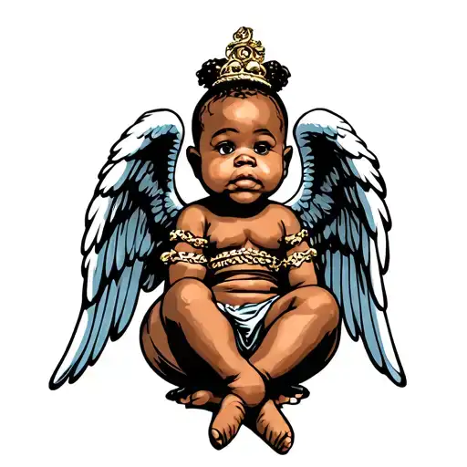 Black Baby Angel Sitting