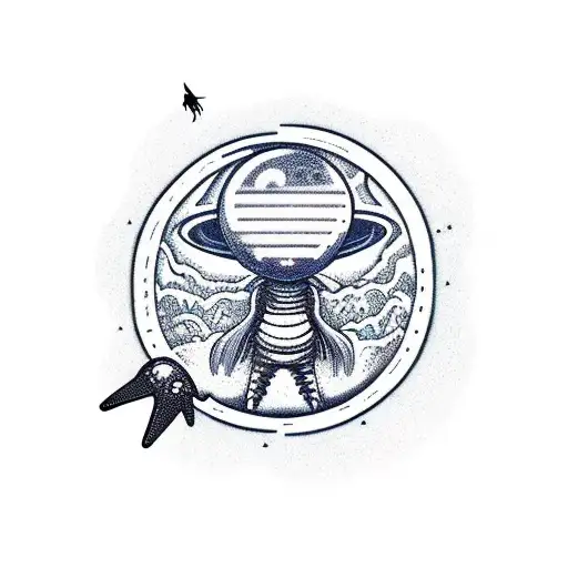 Alien Sitting On Top Of The Moon