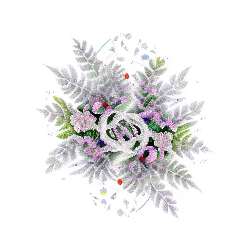 Dna Structure With Leafs And Flowers
