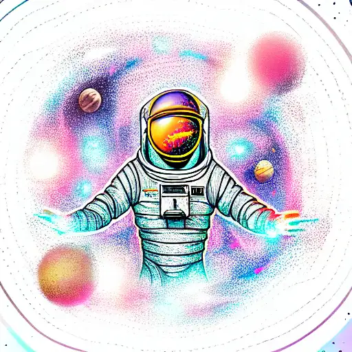 Cosmos Man In Spacesuit Background Of A Glow Planet