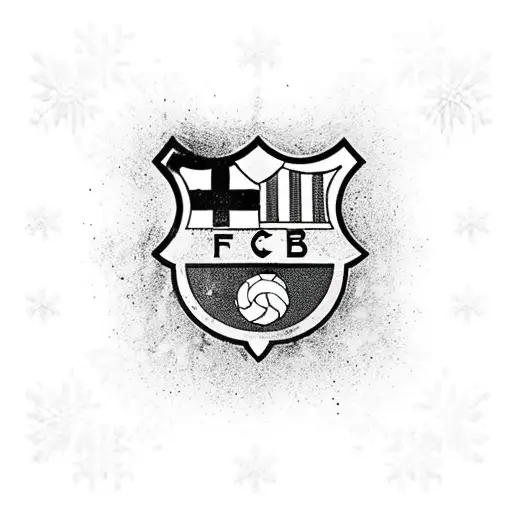 A New-school Style Tattoo Of The Fc Barcelona Logo With A Snowy Background