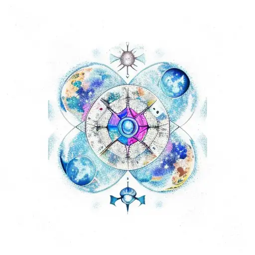 Celestial Map With Gemini Constellation And Blue Butterflies