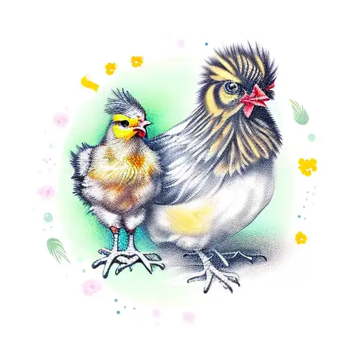 Mom Chicken And Baby Chick