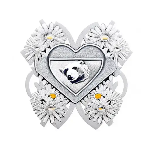 Bear Military Diamond Heart Silver Coins Daisies