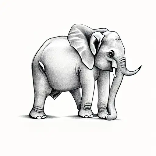 Mother Elephant Baby Elephant Trunks Up