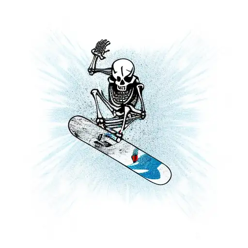 Skeleton Doing Handplant On A Snowboard