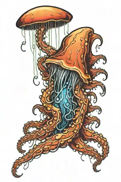 Jelly Fish With Tentacles Wrapped Around Arm Sleeve