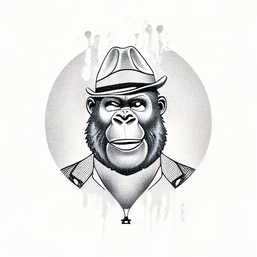 A Badass Gangster Gorilla With A Fedora And A Tommy Gun