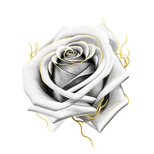 A Black Rose Intertwined With Delicate Gold Vines