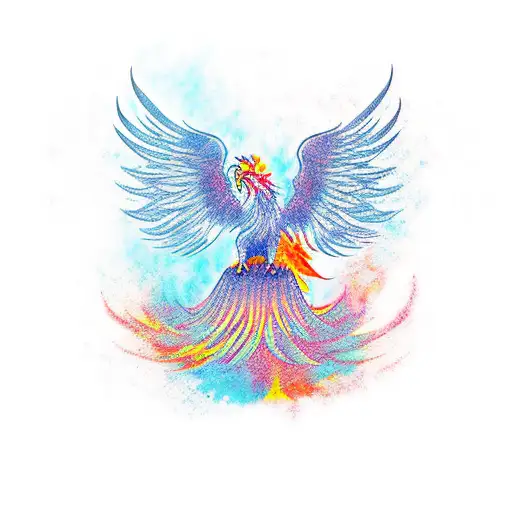 A Minimalist Tattoo Of A Phoenix Rising From The Ashes